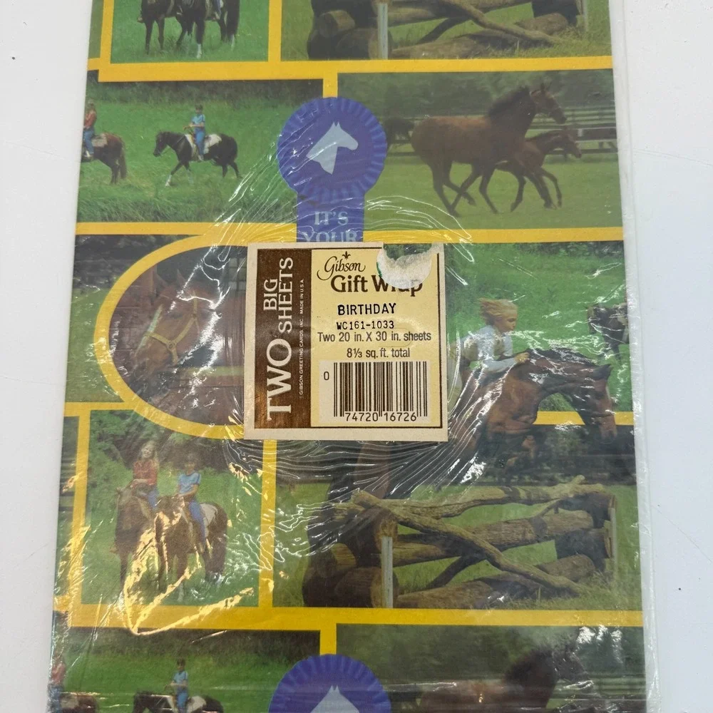 Vintage Gibson Lot of 3 Birthday Gift‎ Wrapping Paper Two BIG Sheets NIP 8 SQ FT